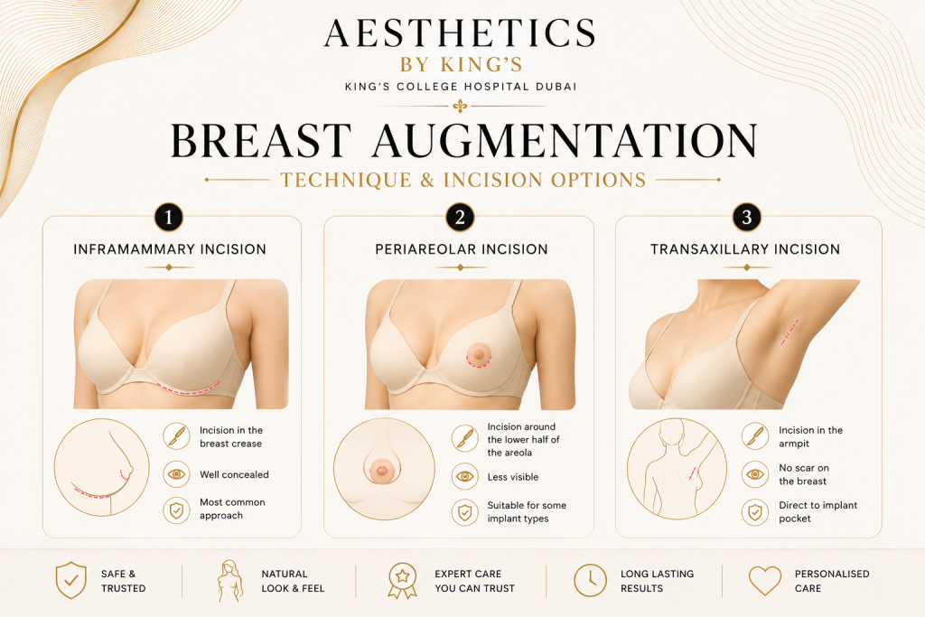 Breast Augmentation Technique & Incision Options - Aesthetics by King’s College Hospital Dubai