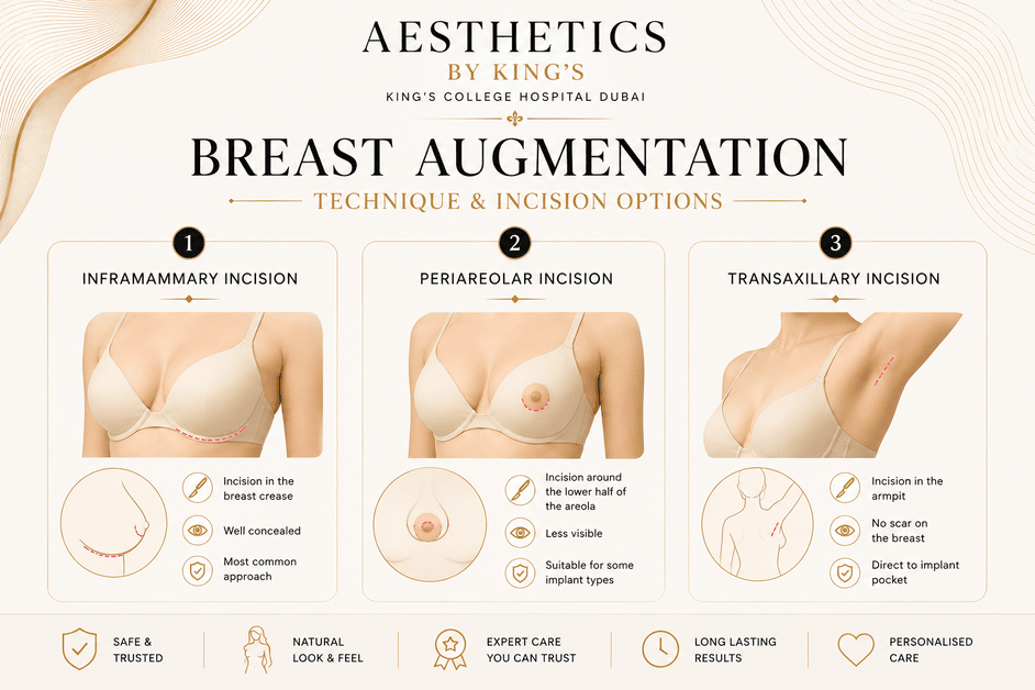 Breast Augmentation Technique & Incision Options - Aesthetics by King’s College Hospital Dubai